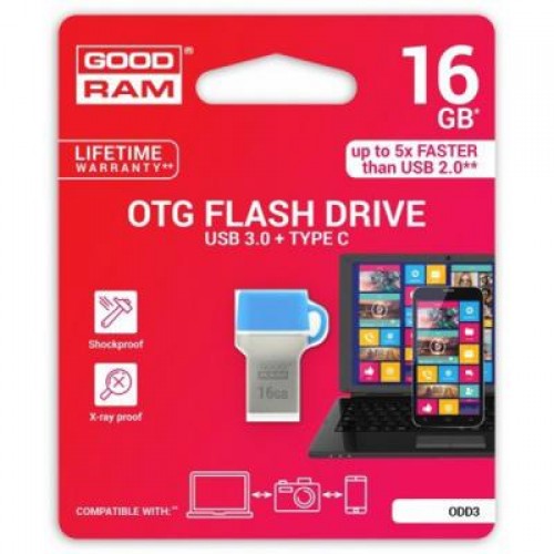 Флешка Goodram 16GB ODD3 Dual Drive Blue USB 3.0 Type C (ODD3-0160B0R11)