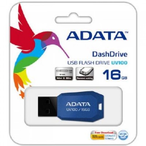 Флешка A-DATA 16Gb UV100 Blue USB 2.0 (AUV100-16G-RBL)