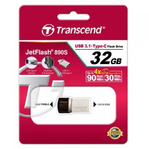 Флешка Transcend 32GB JetFlash 890S Silver USB 3.1 (TS32GJF890S)