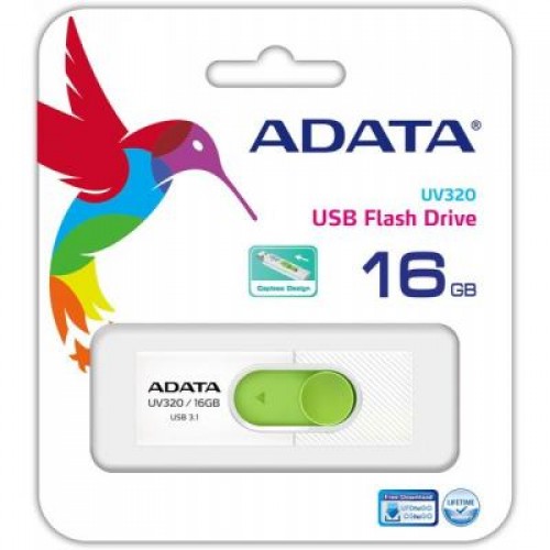 Флешка A-DATA 16GB UV320 White/Green USB 3.1 (AUV320-16G-RWHGN)