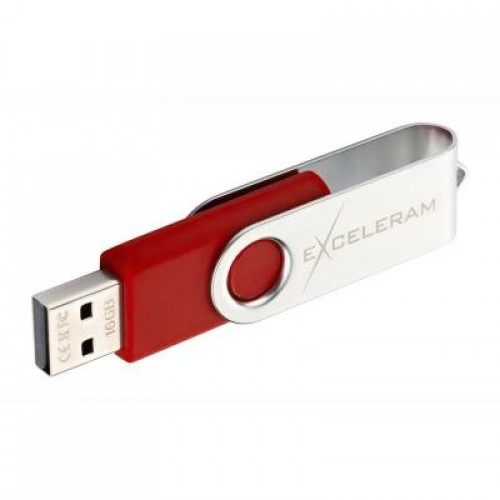 Флешка eXceleram 16GB P1 Series Silver/Red USB 2.0 (EXP1U2SIRE16)