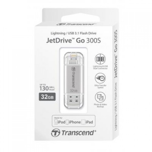 Флешка Transcend 32GB JetDrive Go 300 Silver USB 3.1 (TS32GJDG300S)