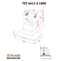 Вытяжка Perfelli TET 6612 A 1000 BL LED