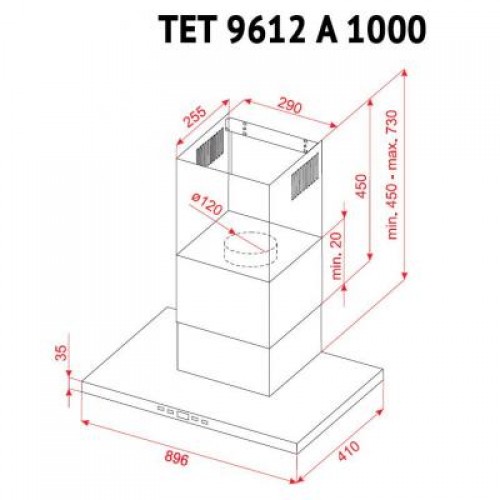 Вытяжка Perfelli TET 9612 A 1000 W LED