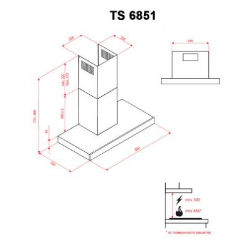 Вытяжка Perfelli TS 6851 I /BL