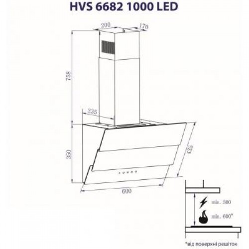 Вытяжка MINOLA HVS 6682 BL 1000 LED