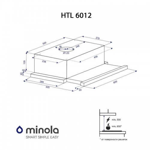 Вытяжка Minola HTL 6012 IV 450 LED