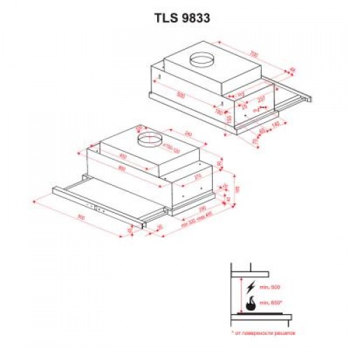 Вытяжка Perfelli TLS 9833 BL LED STRIPE