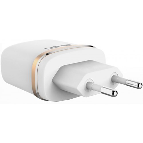 Сетевое зарядное устройство LDNIO DL-AC52 Travel charger 2USB 2.4A + Lightning cable White