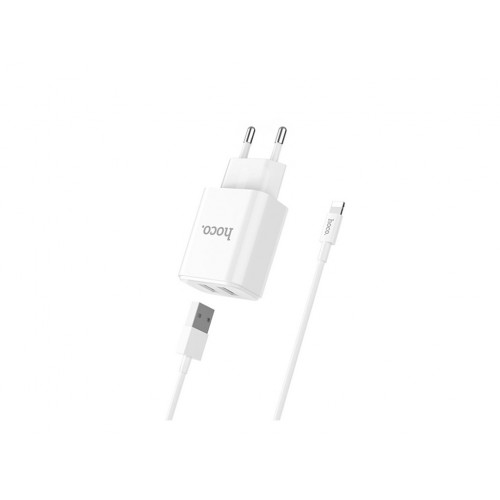 Сетевое зарядное устройство Hoco C62A Charger+Cable (Lightning) 2.1A 2USB White