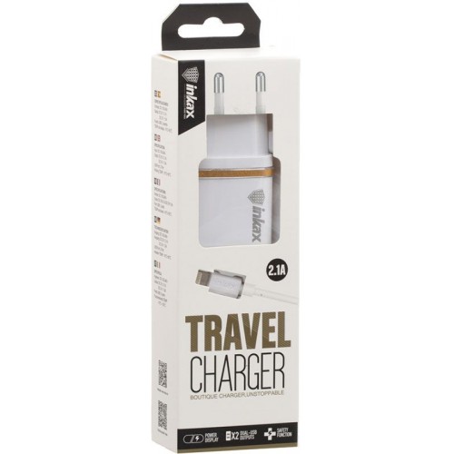 Зарядное устройство INKAX CD-11 Travel charger + Lightning cable 1USB 2.1A White