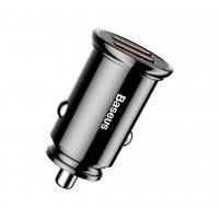 Автомобильное зарядное устройство Baseus Circular Plastic QC 3.0 30W 2USB Black