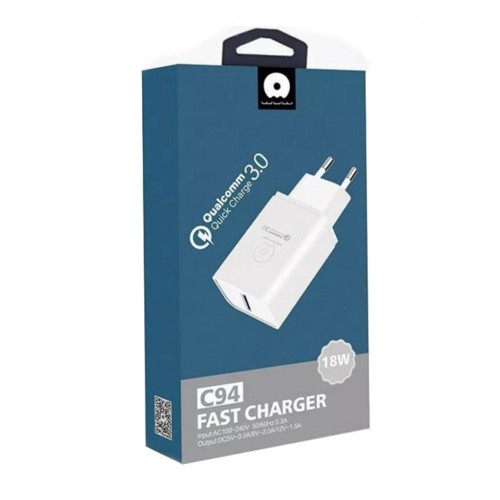 Сетевое зарядное устройство WUW C94 Quick Charge 3.0 1USB 3A White